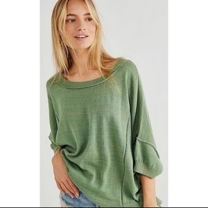 Free People WFH Green Oversized Sweater Tee S